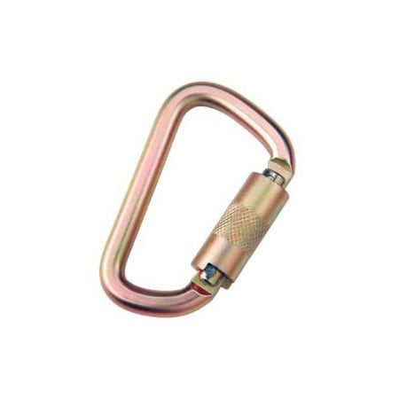 3M Dbi-Sala Carabiner, Twist Lock; Hook, 0.6875 in Gate Opening, Zinc Plated Steel, Yellow Zinc 2000112
